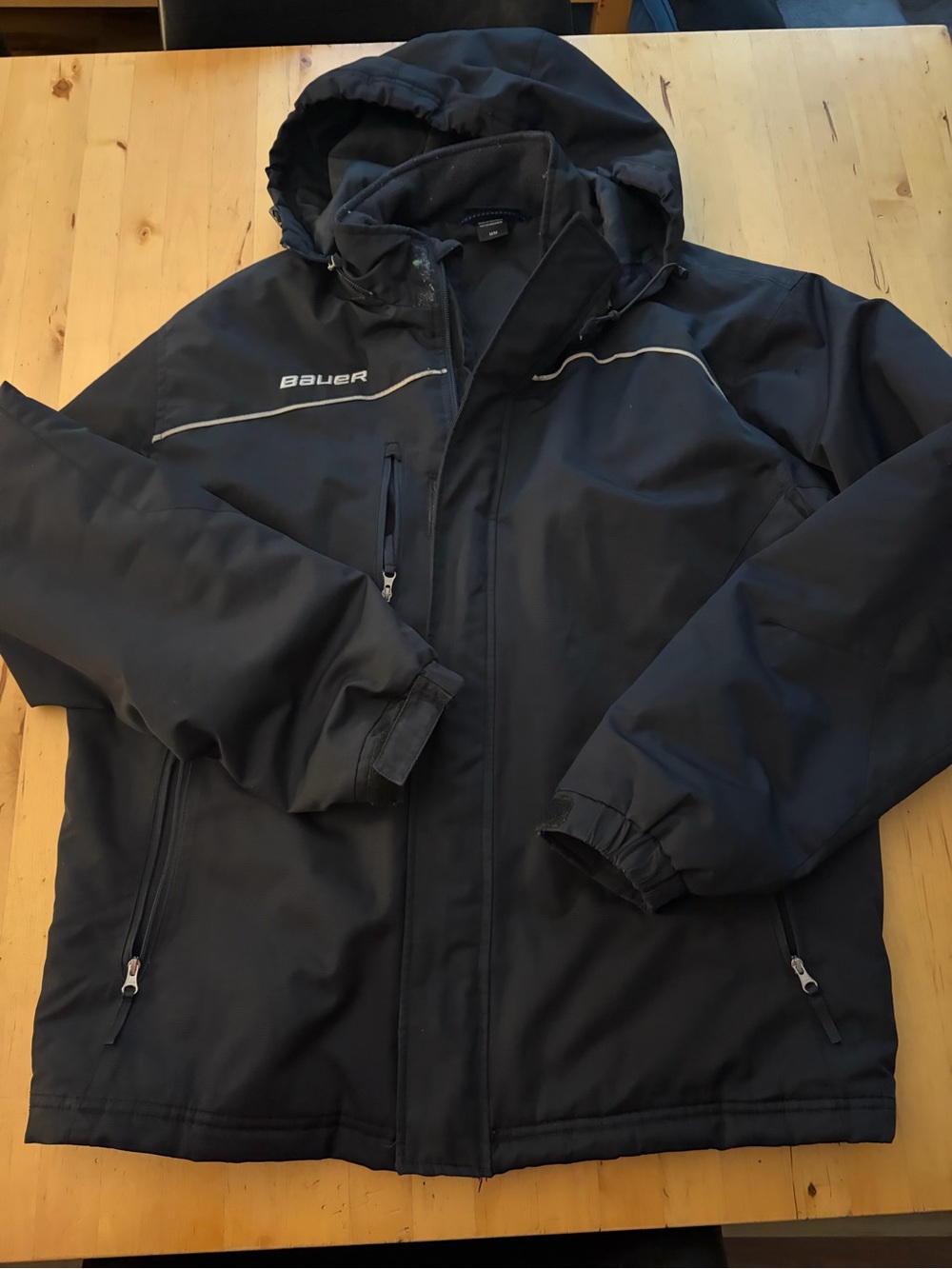 Bauer Black Hooded Performance Jacket with Reflective Trim